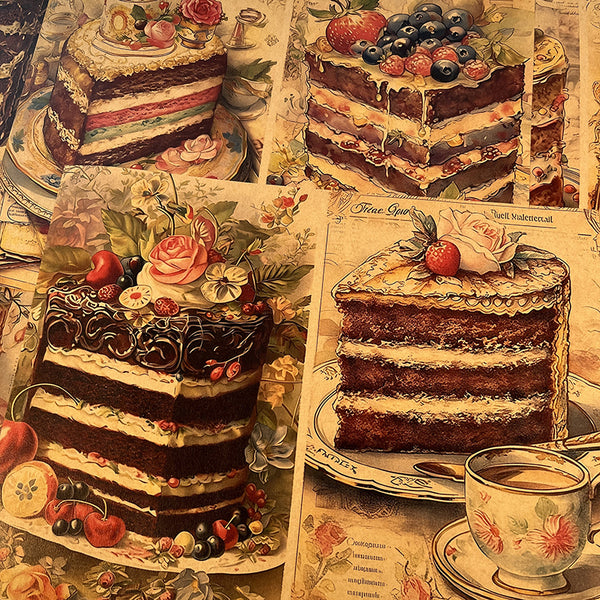 10 pezzi di carta da sfondo torta crema americana vintage