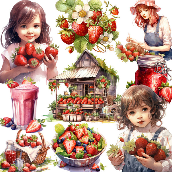 12PCS Strawberry milkshake sticker