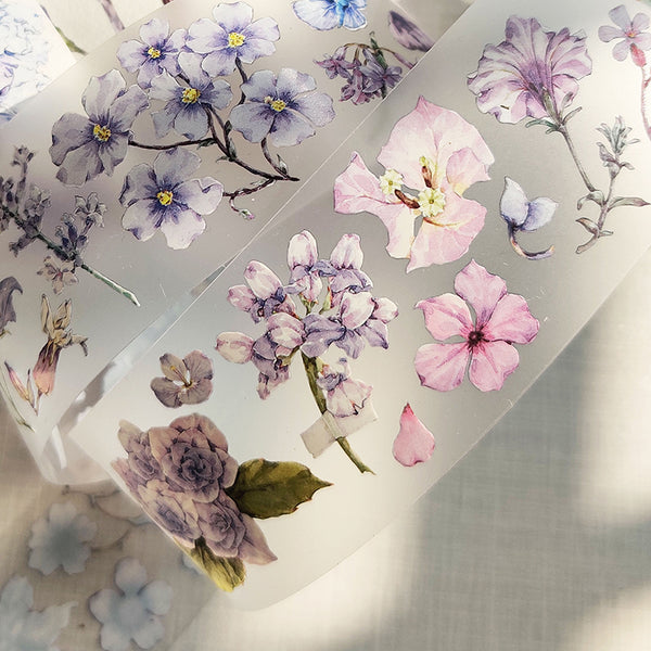 4cm*125cm Purple miscellaneous flowers Washi/PET Tape