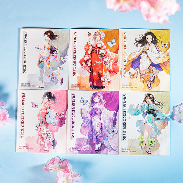 5PCS Sakura colored girl series sticker