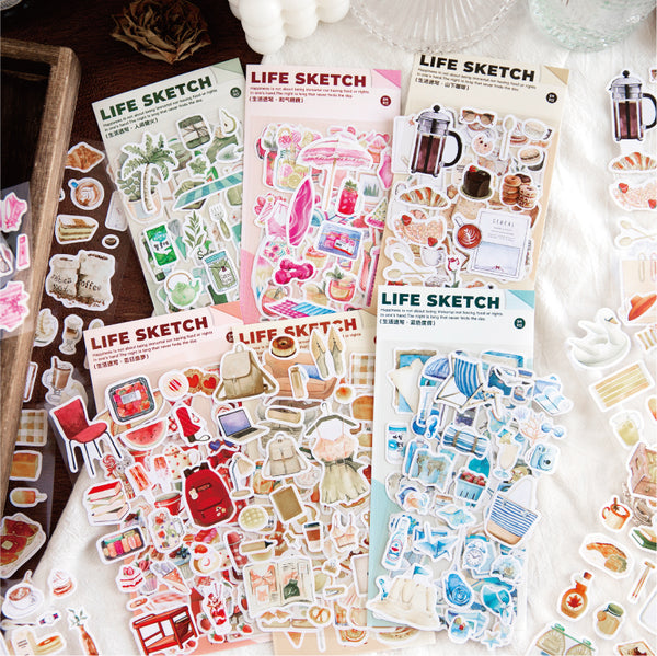 4PCS Life sketches series sticker