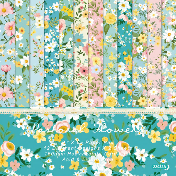 24PCS Pastoral Flowers background paper