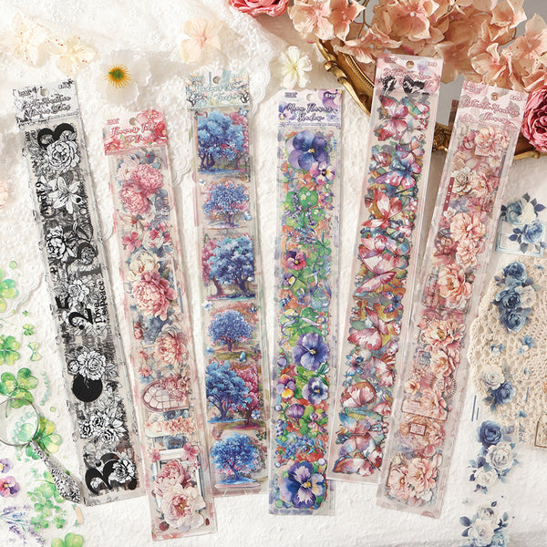 6PCS Flower Book Paper Realm Series sticker