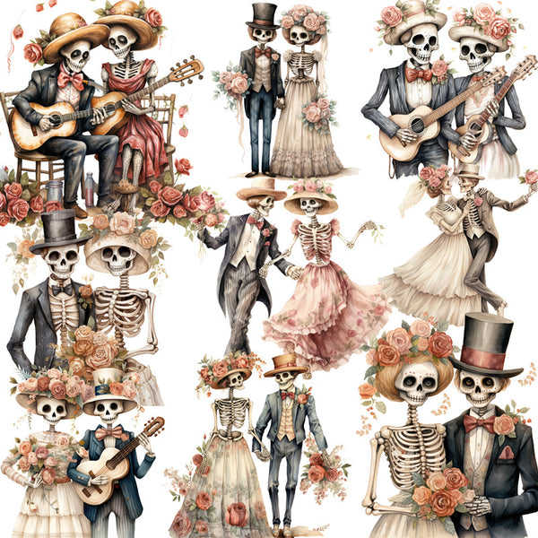 12PCS Skeleton couple sticker