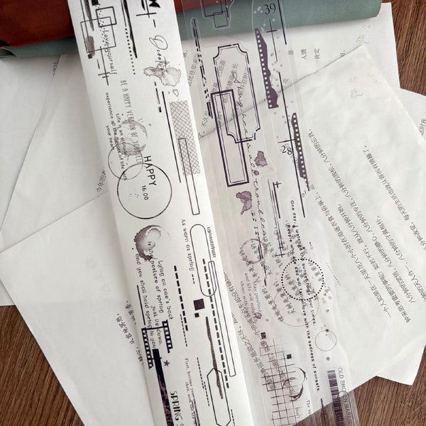 Whole Roll 5cm*6m Old imprint Die Cutting Washi/PET Tape