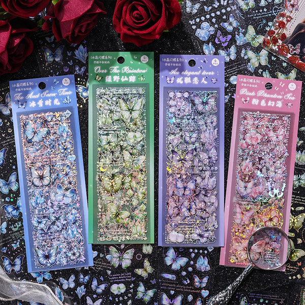 6PCS Crystal shine butterfly series sticker