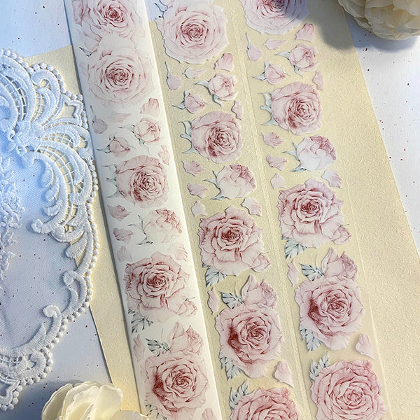 Whole Roll 5cm*6m Romantic rose Washi/PET Tape