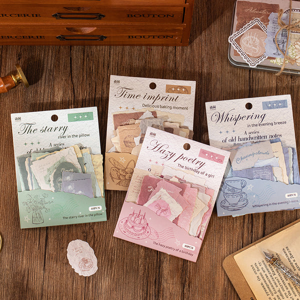40PCS Old handwritten notes series sticker
