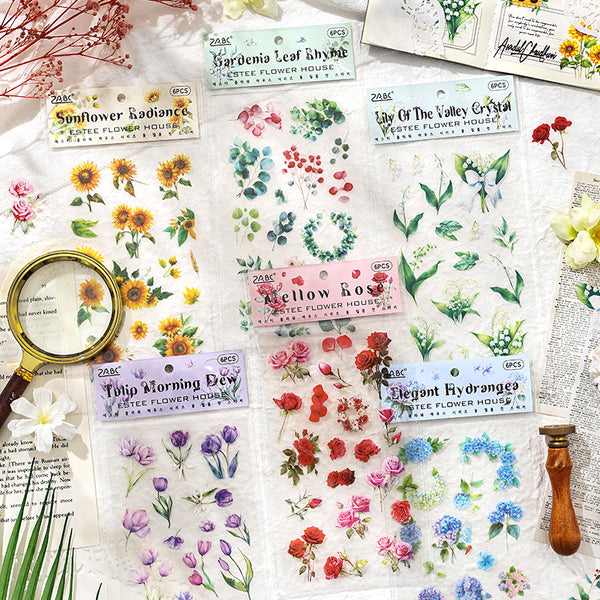 6PCS Yashi flower house series sticker