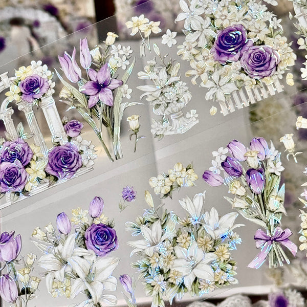 6cm*120cm Purple dusk Die Cutting Washi/PET/Shell Light PET Tape