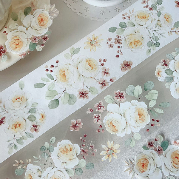 Whole Roll 5.5cm*6m Spring flower Washi/PET Tape