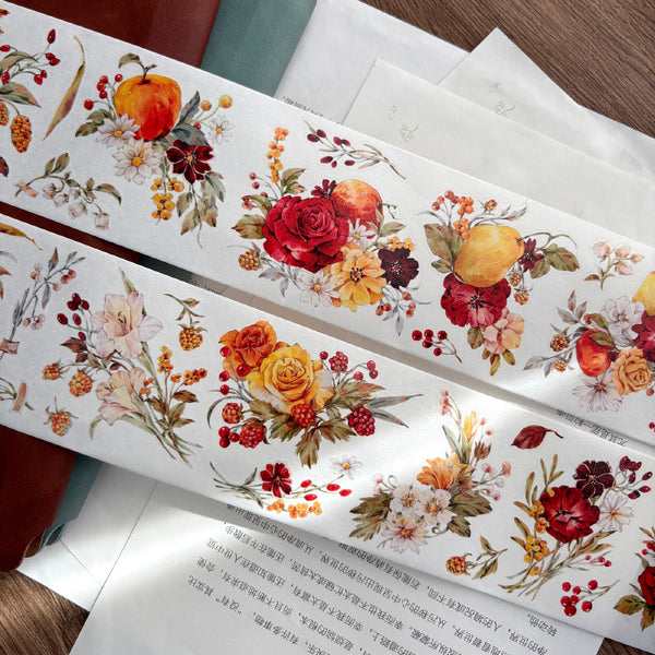 Whole Roll 6cm*5m The falling fragrance Die Cutting Washi/PET/Shell Light PET Tape