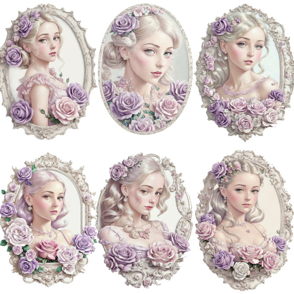 16PCS Flower mirror girl sticker