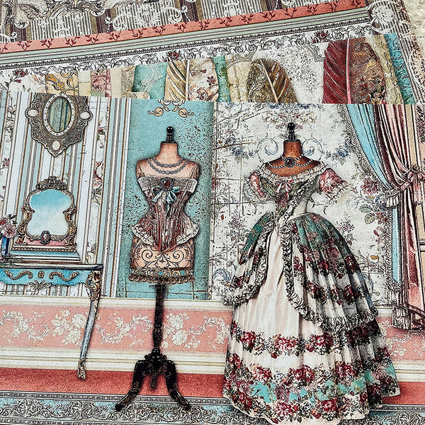 12PCS Vintage ornate court dress background paper