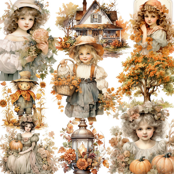 20PCS Autumn flowers sticker