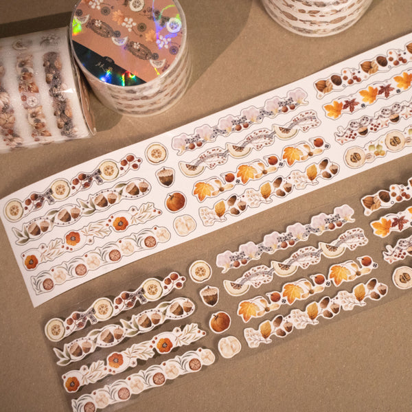 Whole Roll 4.5cm*5m Autumn fruit Die Cutting Washi/Self-adhesive/Flash PET Tape