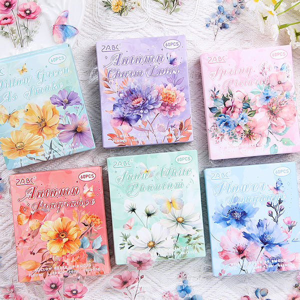 60PCS Four seasons of flowers series sticker