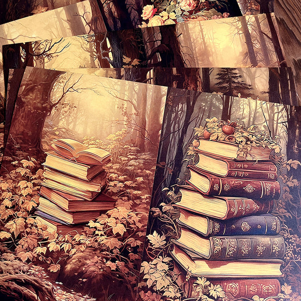 10PCS Forest library background paper