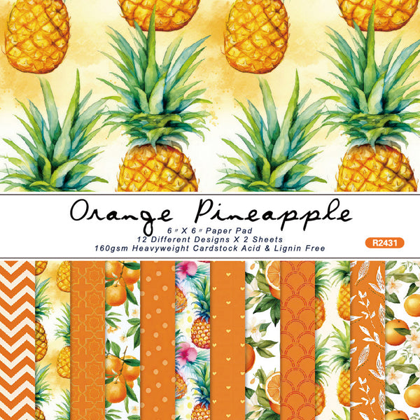 24PCS Orange Pineapple background paper