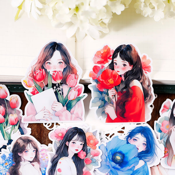 17PCS Bouquet girl sticker