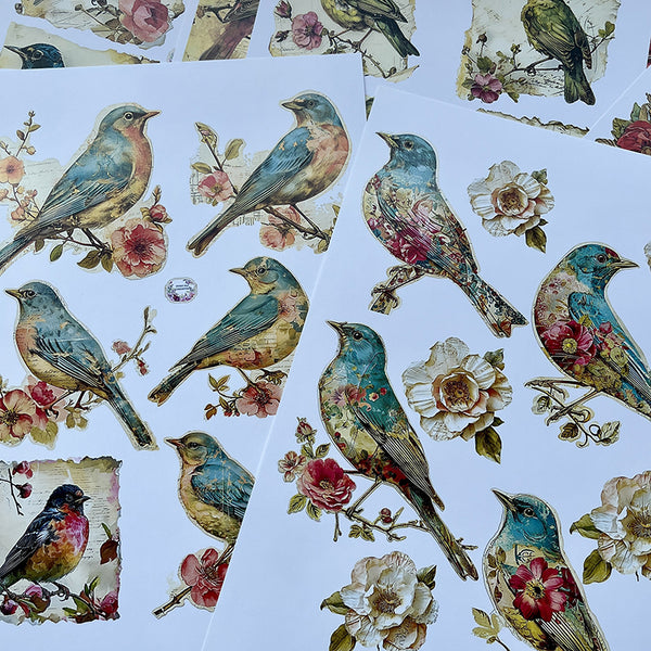 13PCS Vintage Garden bird background paper