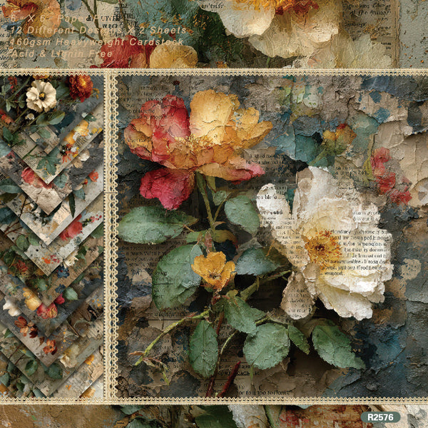 24PCS Retro flowers background paper