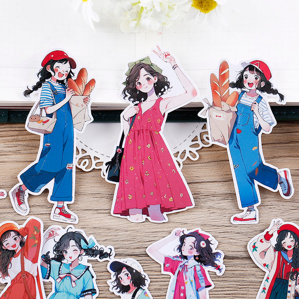 16PCS Four Seasons girl sticker