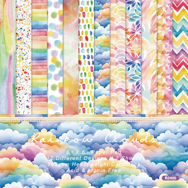 24PCS Rainbow Clouds background paper