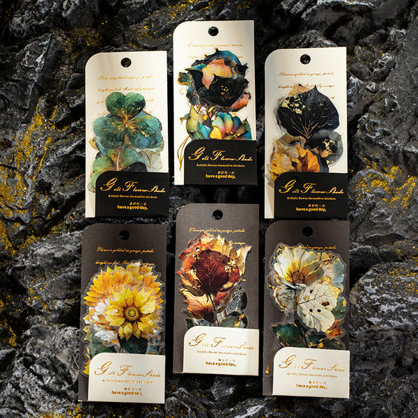 10PCS Gilded Flower Shadow Series sticker