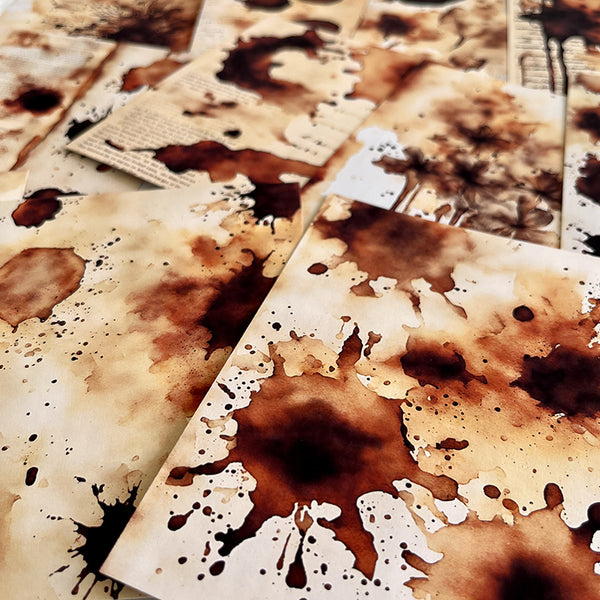 24PCS Vintage coffee-stained background paper