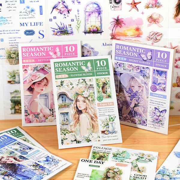 10PCS Romantic Season Series sticker book