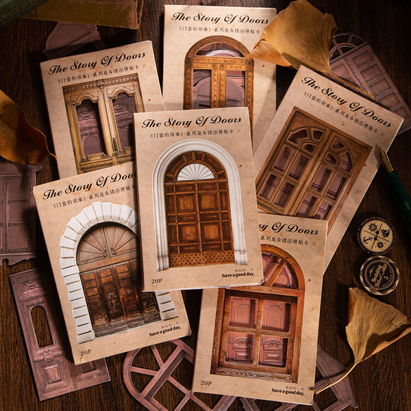 20PCS The story of doors and Windows series material paper