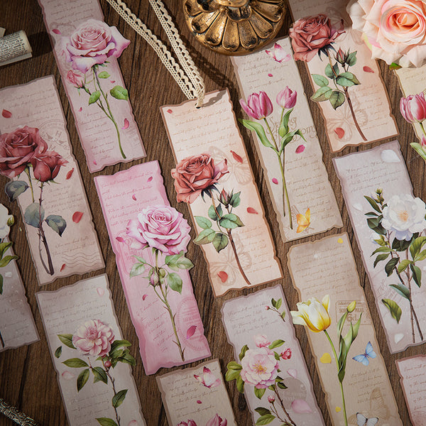 15PCS Letters from Flowers series bookmark