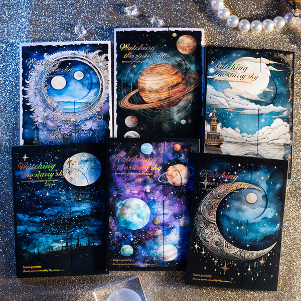 30PCS Watching the starry sky series material paper