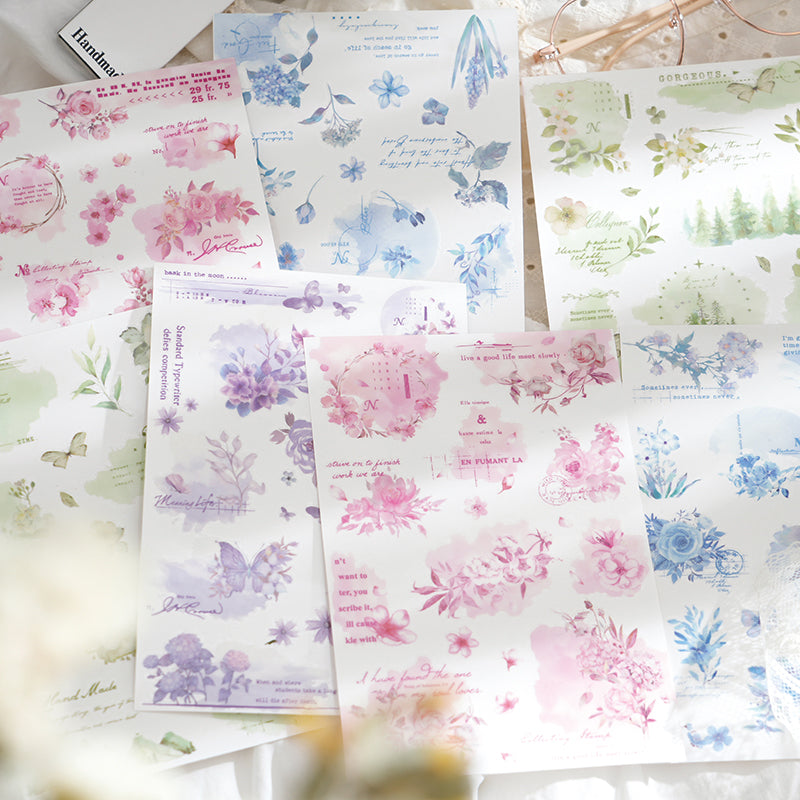 2PCS Floating spring painted flower series transfer sticker – LBLYXIR