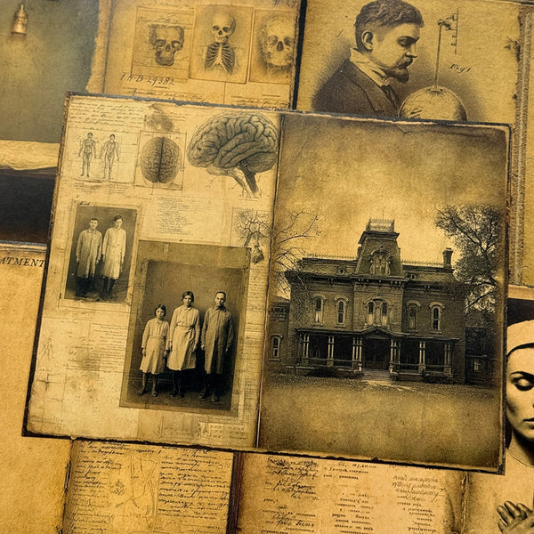 20PCS Retro Dark Sanatorium background paper