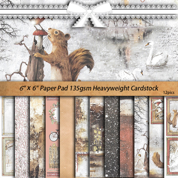 12PCS The memory of a snowy day material paper
