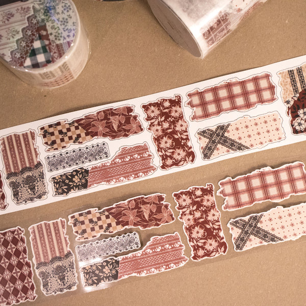 4.5cm*50cm Warm red patchwork Die Cutting Washi/Self-adhesive/Flash PET Tape