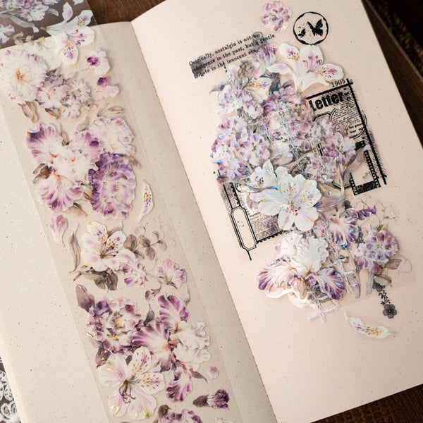 5.8cm*100cm Su Nian Flower Washi/PET/Shell Light PET Tape