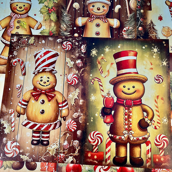 8PCS Christmas Gingerbread background paper