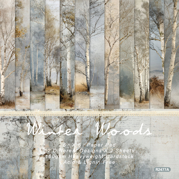 24PCS Winter woods background paper