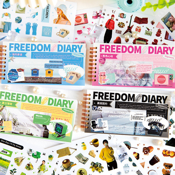 50PCS Freedom Diary Book series sticker