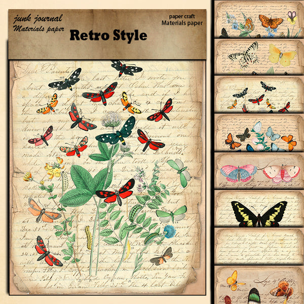 8PCS Butterfly book texturing paper