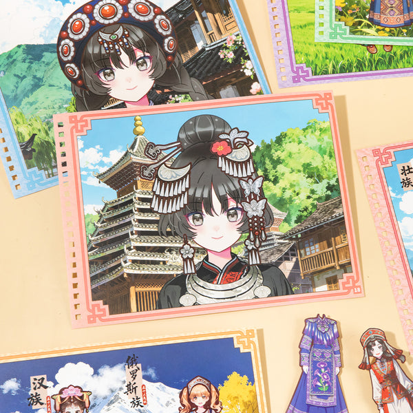 18PCS Ethnic costumes Series sticker book
