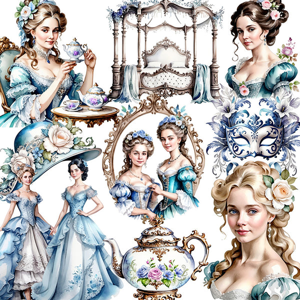 20PCS Retro Rococo girl sticker
