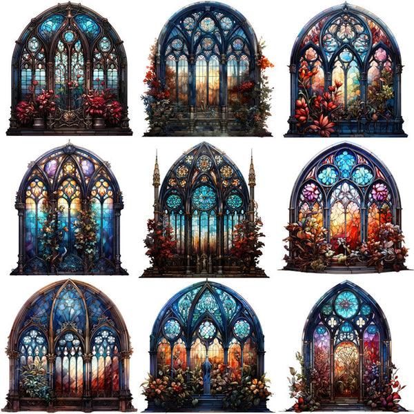12PCS Gothic glass window sticker