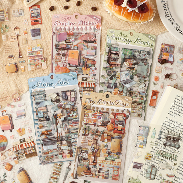 4PCS Little Joys of the Journey Series sticker