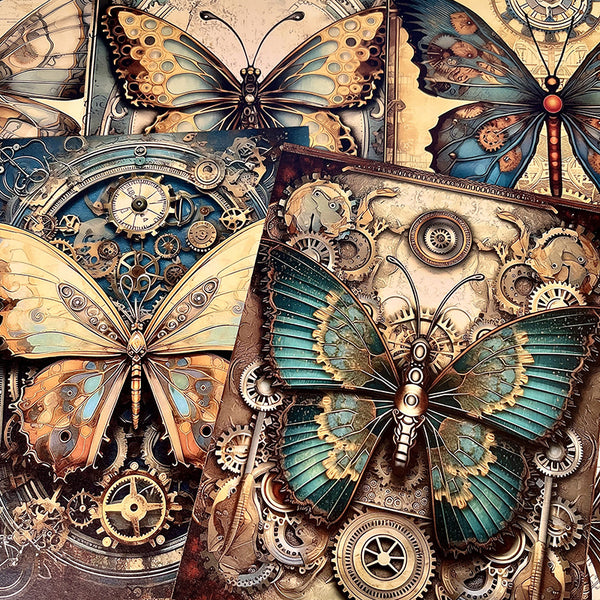 20PCS Steampunk butterfly background paper