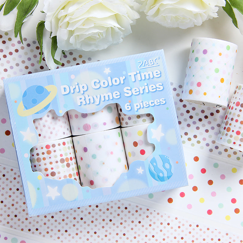6PCS Drop color time rhyme series Washi Tape Set – LBLYXIR