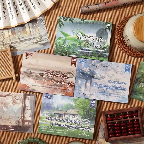 50PCS The Four Seasons Scroll series material paper